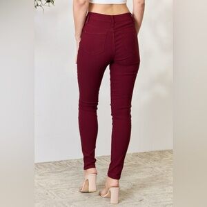 YMI Jeanswear Hyperstretch Mid-Rise Skinny Jeans- Dark Wine